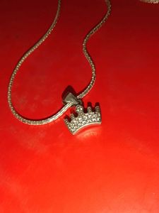 Elegant Real Silver Crown Pendant Chain 👑🥈