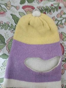 Cute money cap Pastel Colorblock Knit Balaclava