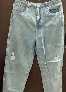 Distressed Light Wash Mom Jeans