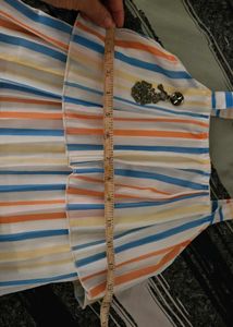 Girl Multi Color Lining Top With Peach Bottom