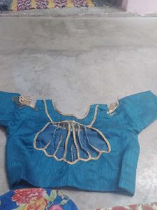 Teal Blouse with Gold Trim