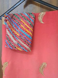 Two Shaded Saree. With Stretchable Blouse