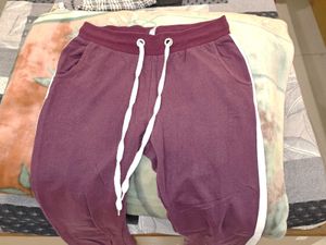 Maroon Joggers with White Stripe