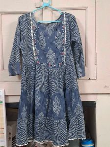 Elegant Blue Printed Short Kurta
