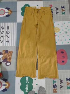 Mango Mustard Wide Leg Jeans