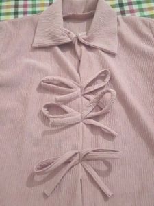 Cute Pink Bow-Front Top