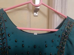 Blue Green Handwork Kurthi
