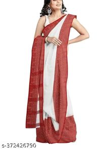 Begumpuri Red White Saree