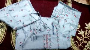Floral Cement Dress Material