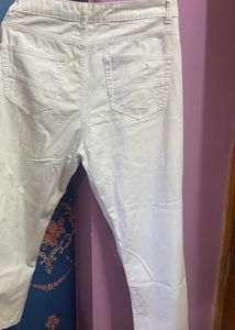 WHITE RIBBED DENIM