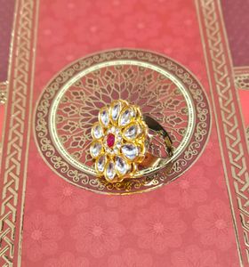 Trendy &amp; Adjustable Gold Plated Red Stone Rings🤩
