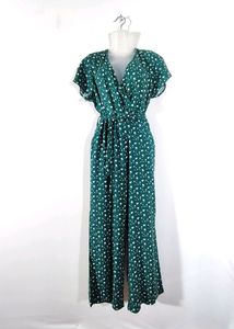 Green Floral Print Jumpsuit