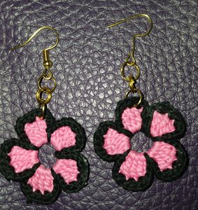 Yellow, Red,Pink With Black Border Earrings