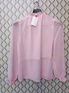 New With Tag Pinterest Korean Puff Laces Pink Top