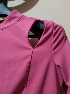Pink Cutout Long Sleeve Top