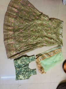 Embroidered Lehenga Skirt &amp; Dupatta Set