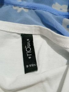 Cute Blue Floral Top and Tee Set