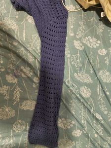 purple Knit Openwork Sweater