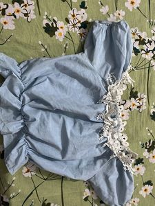 Blue Lace Detail Top