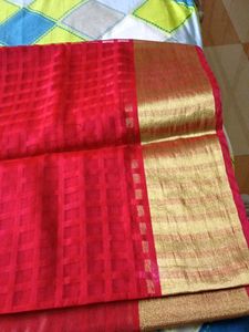 Red Cotton silk saree.