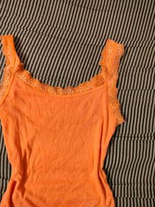 Orange Lace Trim Cami Top