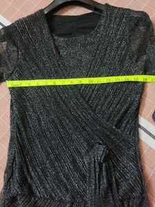 Chic Black Sparkle Wrap Top