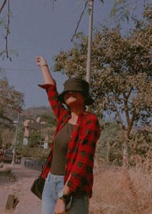 Red black checks jacket