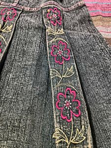 Embroidered Denim Skirt