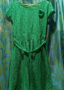 Round Neck green Knee Length Dress