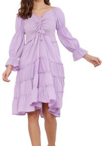 Lilac Smocked Tiered Midi Dress