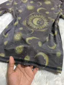 Forever21 Celestial Print Mesh Top