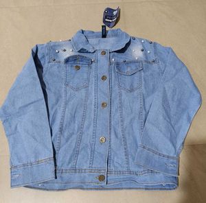 Buynewtrend Stylish Pearl Denim Jacket, S Size