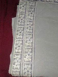 Elegant Gray Embroidered Saree