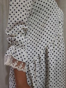 NAVY BLUE POLKADOT FULL BUTTON DRESS
