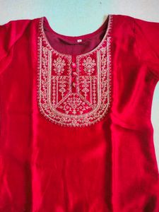 Red Golden Work Kurta❤️