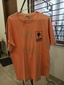 H&M Peach Coral Colour Tshirt Round Neck