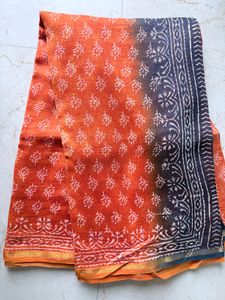 Orange Printed Dupatta
