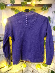Purple Button-Back Knit Sweater