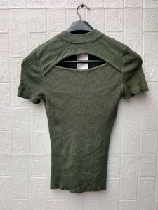 New with tag korean Green Cutout Ribbed Bodysuit