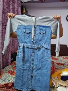 Denim Dress with Hoodie