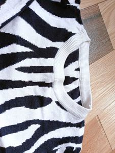 Zebra Print Knit Sweater
