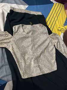 Sparkly Top &amp; Black Skirt Set