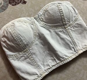 Denim Corset-Style Top (XS)