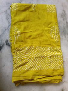 Lemon Yellow & White Block Print Fabric
