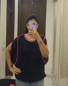 Stonework Neckline Top