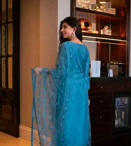 Elegant Blue Embroidered Kurta Set