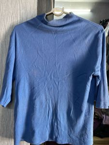High Neck Blue Top