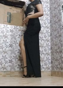 Black Cutout Slit Maxi Dress