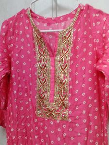 Pink Embroidered Kurta