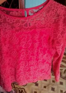 Thrifted Full Sleeve Pink  Embroidery Top